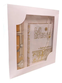 Kit Primera Comunión Vela Biblia Rosario Y Brazalete