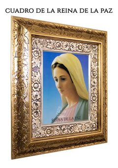 Cuadro De La Reina De La Paz 45x40 Cm Combinado Oro Y Plata Oro Y Plata