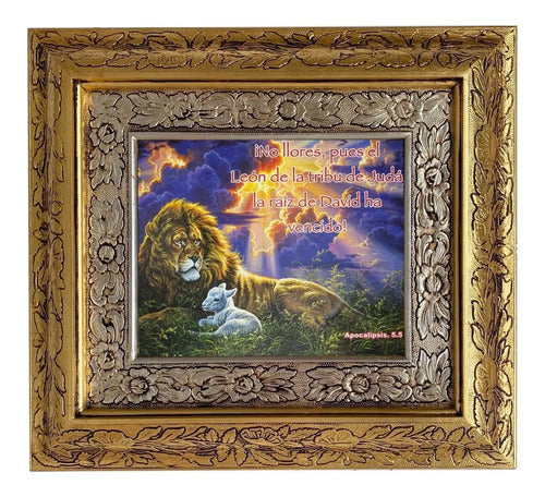 Cuadro Apocalipsis 5:5 45x40 Cm Combinado Oro Y Plata Oro Y Plata
