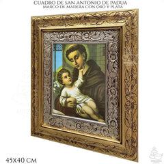 Cuadro San Antonio De Padua 45x40 Cm C008 Combinado Oro Y Plata Oro Y Plata