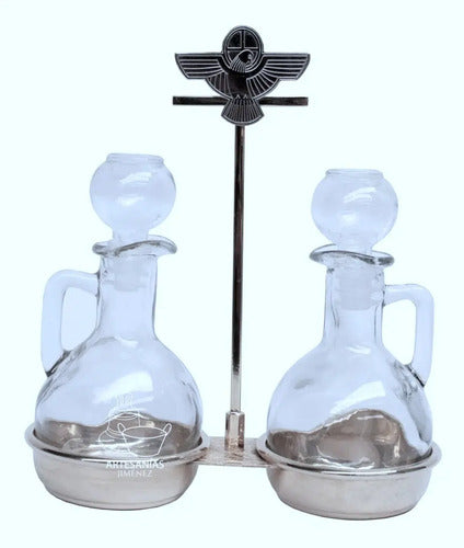 Juego De Vinajeras Para Agua Y Vino Cristal A961 Plateada