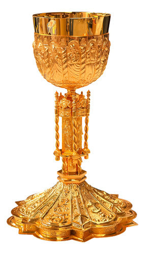 Caliz Barroco Tradicional Para Ordenación Grande Con Patena Dorado