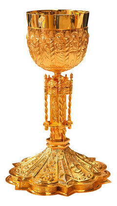 Caliz Barroco Tradicional Para Ordenación Grande Con Patena Dorado