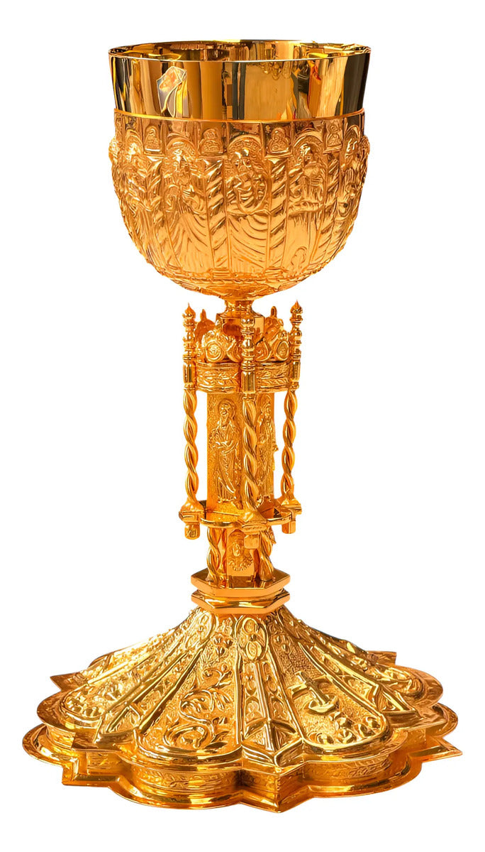Caliz Barroco Tradicional Para Ordenación Grande Con Patena Dorado