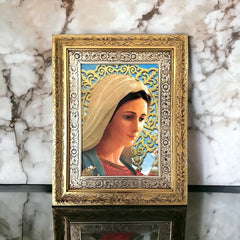 Cuadro De La Virgen De La Paz 60x47 Cm C1 Combinado Oro Y Plata Oro Y Plata