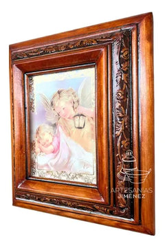 Cuadro Rostro De Jesus Color Nogal Madera De Pino 22x19 Cm Color Nogal
