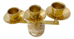 Altar Candelabra Pair, 3-Light, Gold, Round Onyx