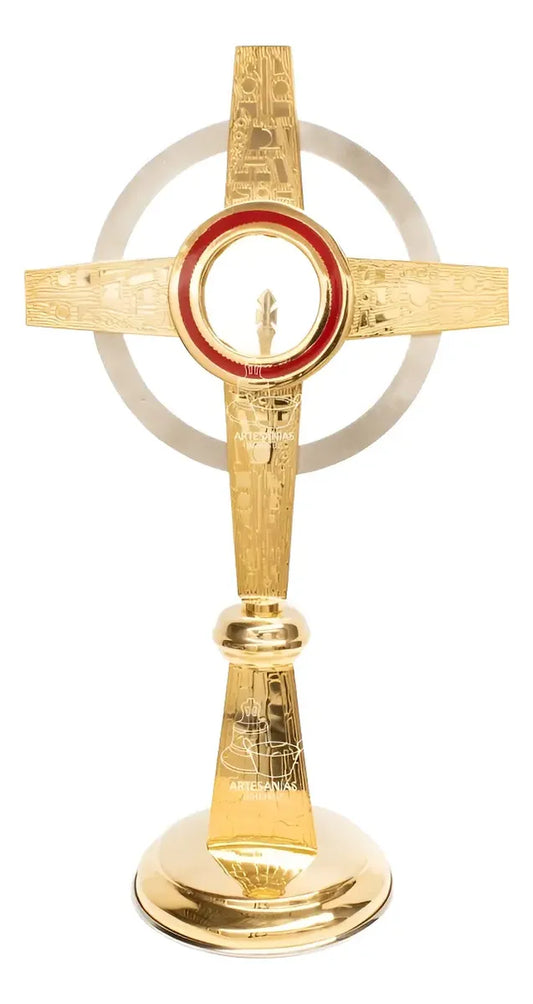 Custodia litúrgica del Santísimo de 52 cm, con baño de oro, hecha a mano en México