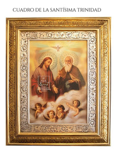 Cuadro De La Santisima Trinidad 60x47 Cm Combinado Oro Y Plata Oro Y Plata