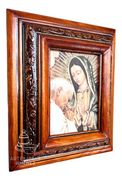 Cuadro Rostro De Jesus Color Nogal Madera De Pino 22x19 Cm Color Nogal