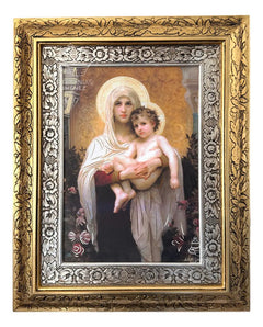 Cuadro Virgen De Las Rosas 60x47 Cm Combinado Oro Y Plata Oro Y Plata