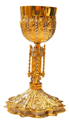 Caliz Barroco Tradicional Para Ordenación Grande Con Patena Combinado Dorado Plateado