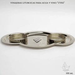 Juego De Vinajeras Para Agua Y Vino Plateada Uvas 100 Ml