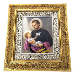 Cuadro De Madera 45x40 Cm San Cayetano De Thiene Oro Y Plata Oro Plata
