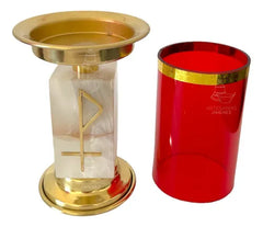 Square Golden Stone Red Glass Altar Table Candlesticks