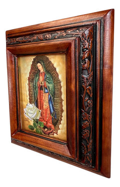 Cuadro Rostro De Jesus Color Nogal Madera De Pino 22x19 Cm Color Nogal