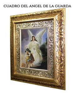 Cuadro Angel De La Guarda 45x40 Cm A0904 Combinado Oro Y Plata Oro Y Plata