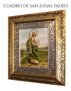 Cuadro San Judas Tadeo 45x40 Cm Combinado Oro Y Plata Oro Y Plata