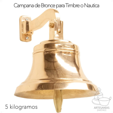 Campana de bronce náutica de 5 kg para casa o barco, fundida a mano en México