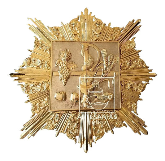 Sagrario grande con resplandor de 100 cm y expositor del Santísimo, hecho a mano en México