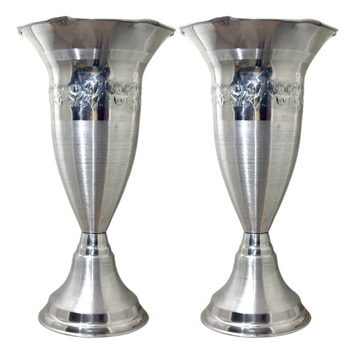 Floreros O Jarrones 60 Cm Iglesia O Capilla Con Cruz Santana Plateado Cincelado Cincelado