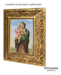 Cuadro San Jose Y Niño Jesus 31x26 Cm Combinado Oro Y Plata Oro Y Plata