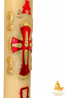 Cirio Pascual Cera De Abeja Decorado 10x60 Cm