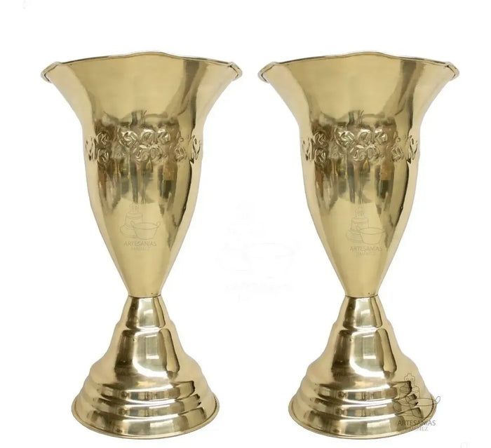 Brass Altar Vases 50 cm, Pair, Church Gold Finish