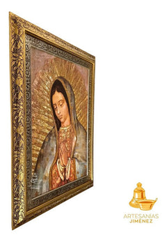 Cuadro Busto Virgen De Guadalupe 90x70 Cm Modelo Italiano Combinado Oro Y Plata Modelo 1