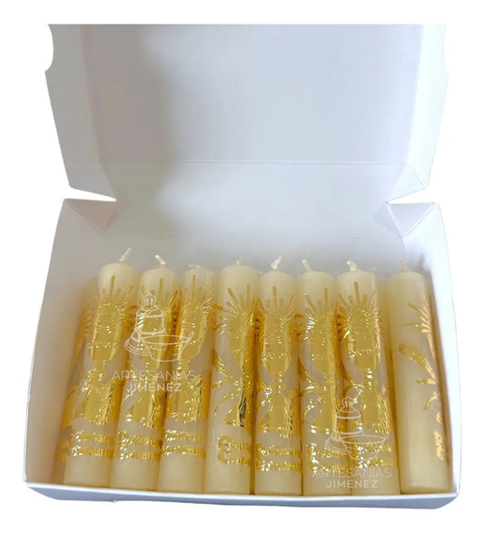 Cirio de oración mini de cera de abeja de 8x1.6 cm para sacramentos, paquete de 20 piezas — vista posterior