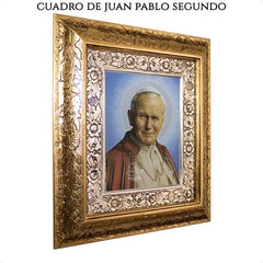 Cuadro Juan Pablo Segundo 45x40 Cm Combinado Oro Y Plata Oro Y Plata