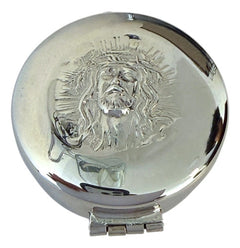 Relicario Hostiario 5 Cm Plateado Pixide Relieve Rostro De Cristo