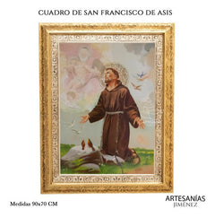 Cuadro San Francisco De Asis 90x70 Cm T330 Combinado Oro Y Plata Oro Y Plata