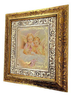 Cuadro Querubines 45x40 Cm A#1 Combinado Oro Y Plata Oro Y Plata