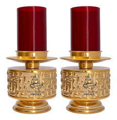 Candeleros Para Altar De Iglesia O Capilla Dorado Portavela Baño De Oro De 24 Quilates