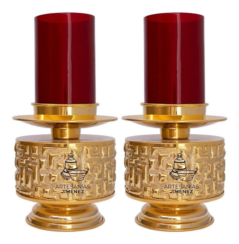 Candeleros Para Altar De Iglesia O Capilla Dorado Portavela Baño De Oro De 24 Quilates