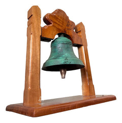 Campana Esquila De Mesa Bronce Patinado Verde