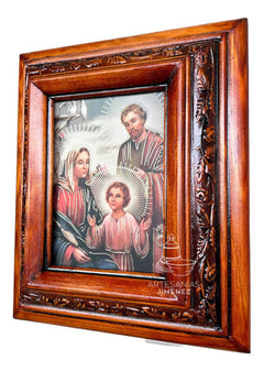 Cuadro Rostro De Jesus Color Nogal Madera De Pino 22x19 Cm Color Nogal