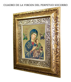 Cuadro Virgen Del Perpetuo Socorro 45x40 Cm Combinado Oro Y Plata Oro Y Plata