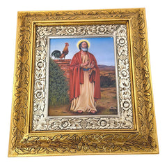 Cuadro De Madera 45x40 Cm San Pedro Oro Y Plata
