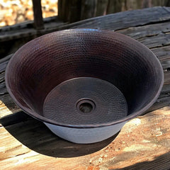 Lavamanos Ovalin Cazo 100% Cobre - Lavabo 41x16 Cm Cobre Patinado Oscuro