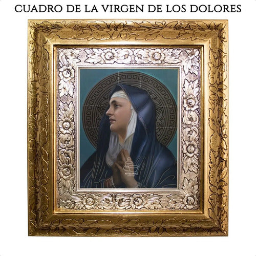 Cuadro Virgen De Los Dolores 45x40 Cm Combinado Oro Y Plata Oro Y Plata