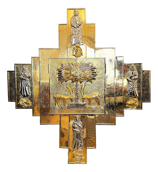 Sagrario grande de 40x40 cm con expositor del Santísimo, hecho a mano en México