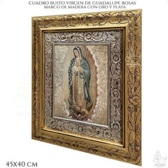 Cuadro Virgen De Guadalupe Rosas 45x40cm C014 Combinado Oro Y Plata Oro Y Plata