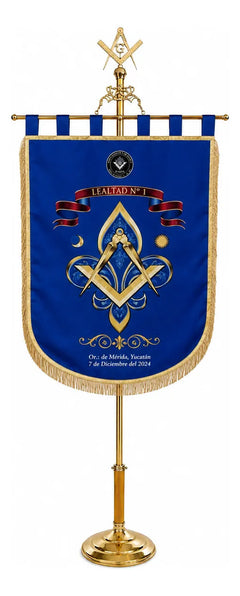 Bronze Masonic Banner Stand with Base