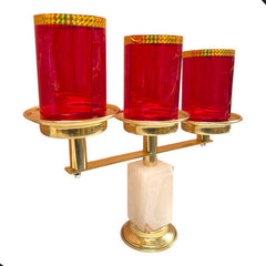 Candeleros De Tres Luces (2 Piezas) Cuadrados Con Pantallas Cruz Y Pez