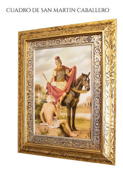 Cuadro De San Martin Caballero 60x47 Cm Combinado Oro Y Plata Oro Y Plata