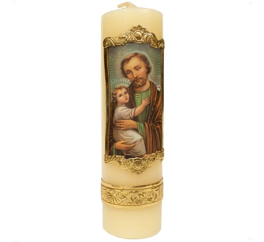 Cirio de oración de cera de San José, hecho a mano en México