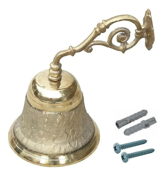 Campana de bronce de pared para timbre, con kit, fundida a mano en México