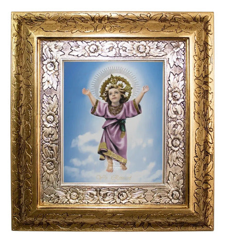 Cuadro Divino Niño Jesus 45x40 Cm A0907 Combinado Oro Y Plata Oro Y Plata